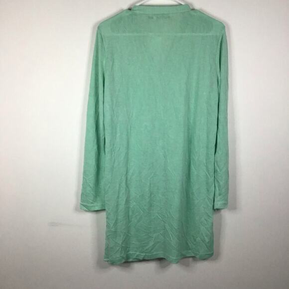 Merokeety Long Green Teal Button Cardigan Sweater Minimalistic Cottagecore Large - Picture 9 of 14